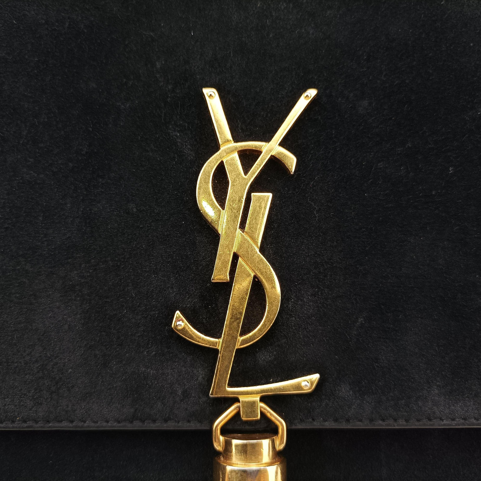 Vintage Yves Saint Laurent KATE Black Suede 354119 shoulderbag | stylenewstar