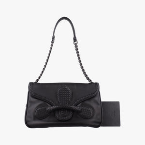 Pre-owned Bottega Veneta Intrecciato Black lambskin  shoulderbag | stylenewstar