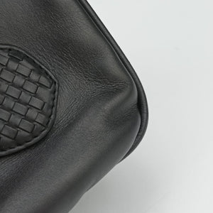Pre-owned Bottega Veneta Intrecciato Black lambskin  shoulderbag | stylenewstar