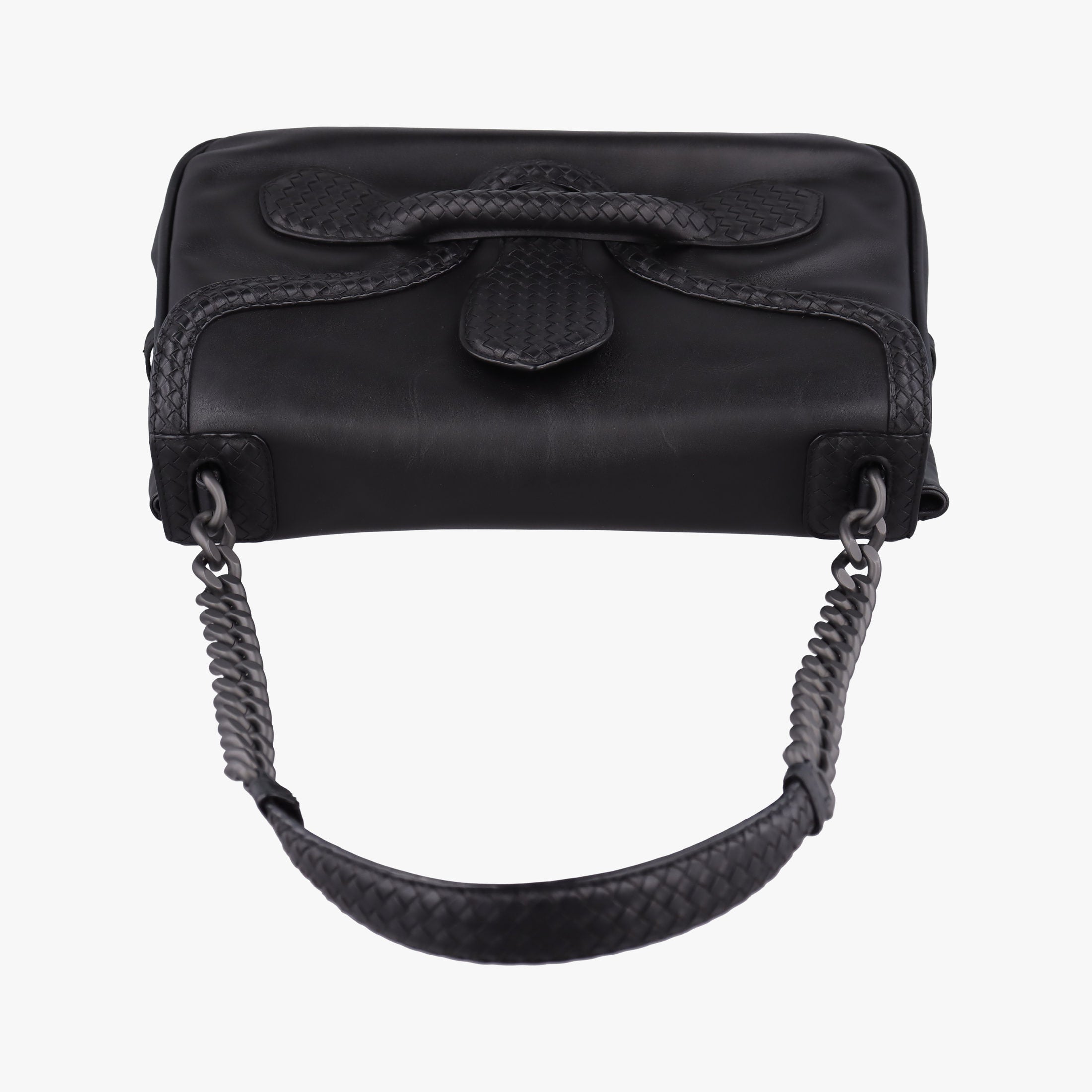 Pre-owned Bottega Veneta Intrecciato Black lambskin  shoulderbag | stylenewstar