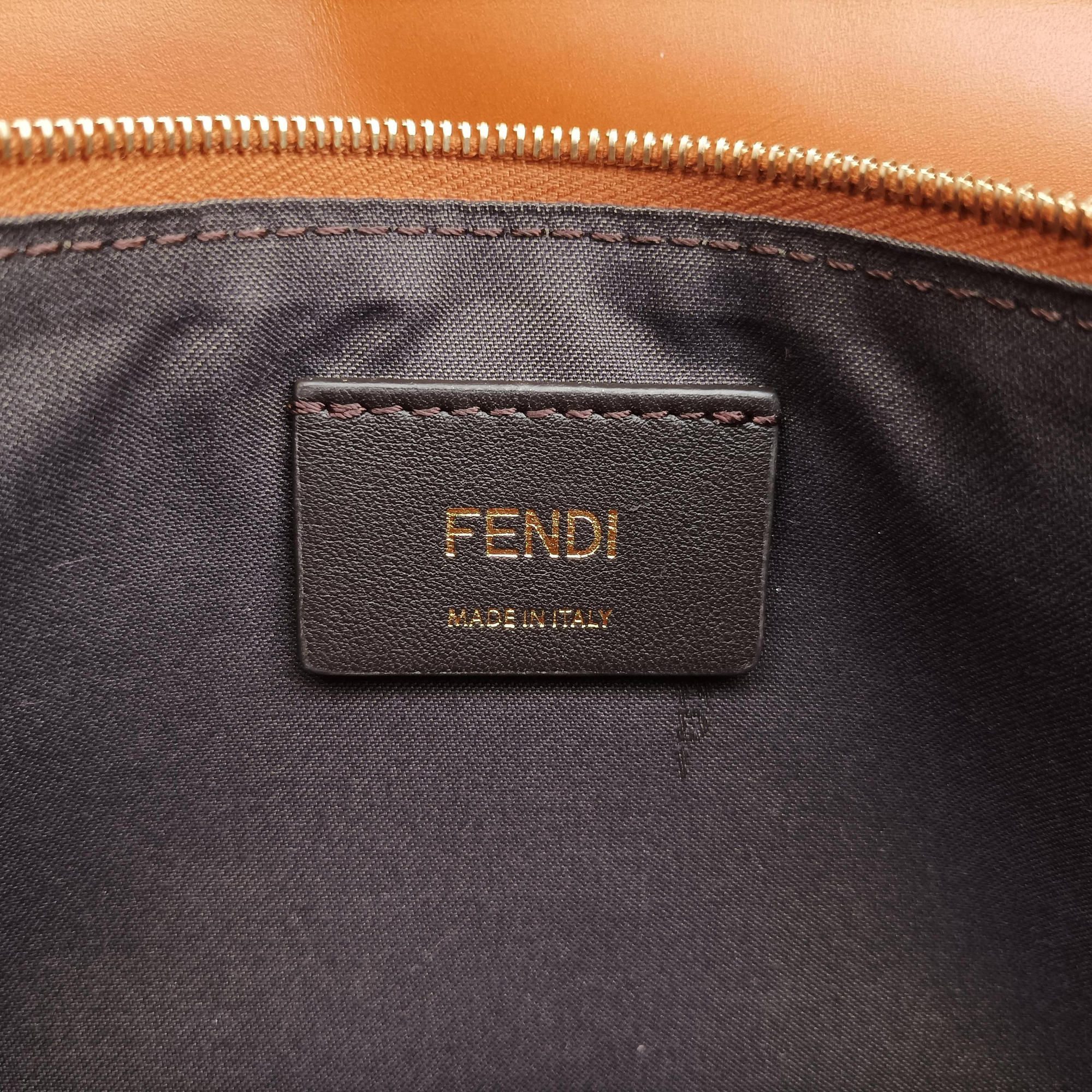 Pre-owned Fendi Roma Logo woc Brown Leather 8BS006 shoulderbag | stylenewstar