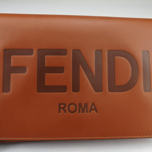 Pre-owned Fendi Roma Logo woc Brown Leather 8BS006 shoulderbag | stylenewstar
