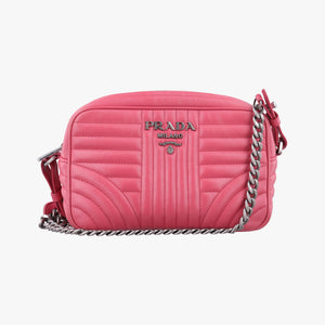 Pre-owned Prada Diagramme Pink leather 1BH084 shoulderbag | stylenewstar
