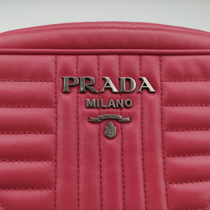Pre-owned Prada Diagramme Pink leather 1BH084 shoulderbag | stylenewstar