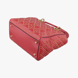 Pre-owned Christian Dior Lady Dior Red Leather  handbag | stylenewstar