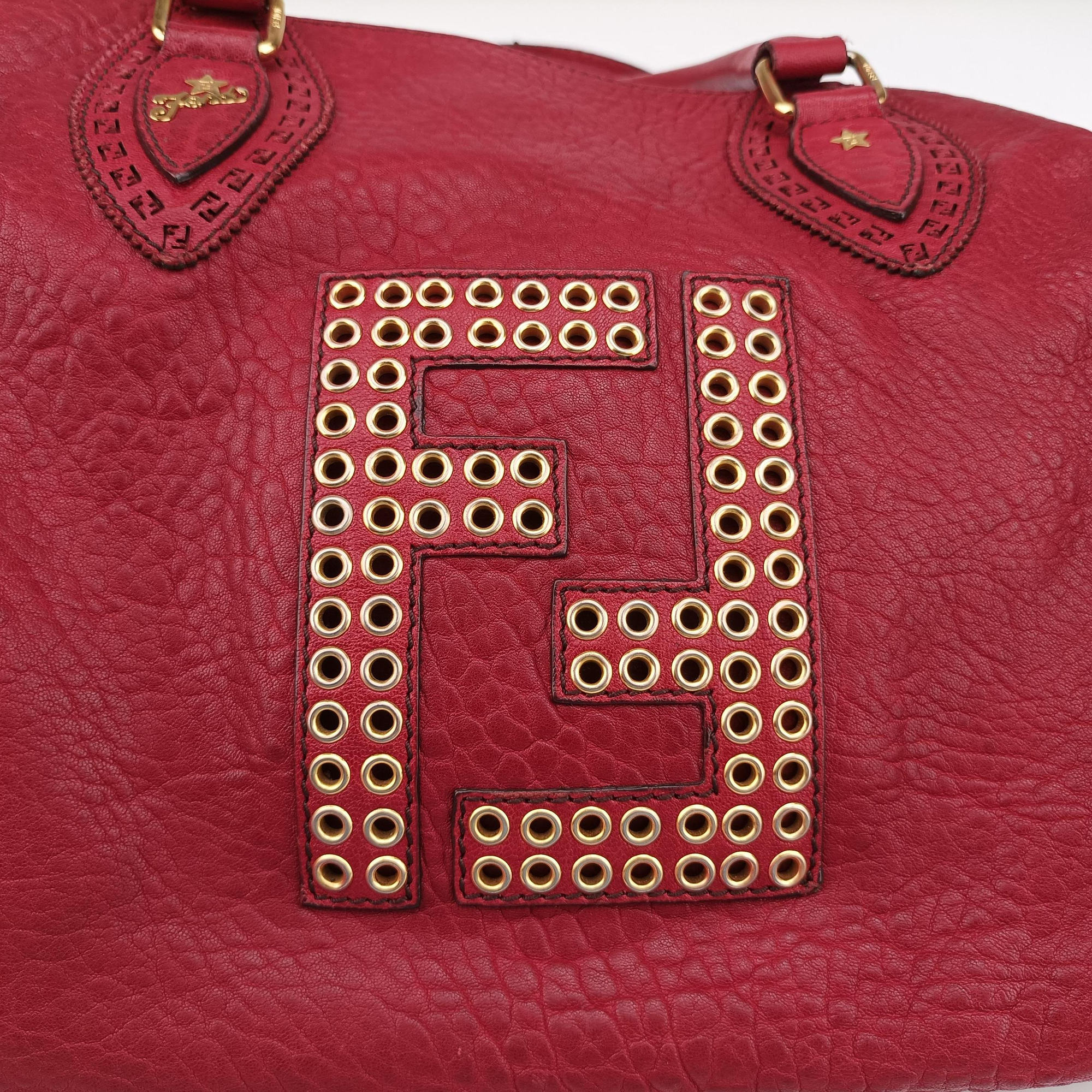 Pre-owned Fendi Etniko Red Leather 8BN162 handbag | stylenewstar