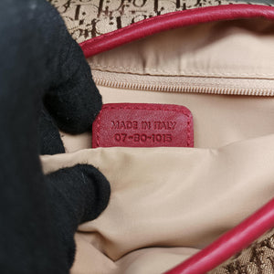 Pre-owned Christian Dior Street Chic Messenger Red × Brown Jacquard Canvas×Leather  shoulderbag | stylenewstar
