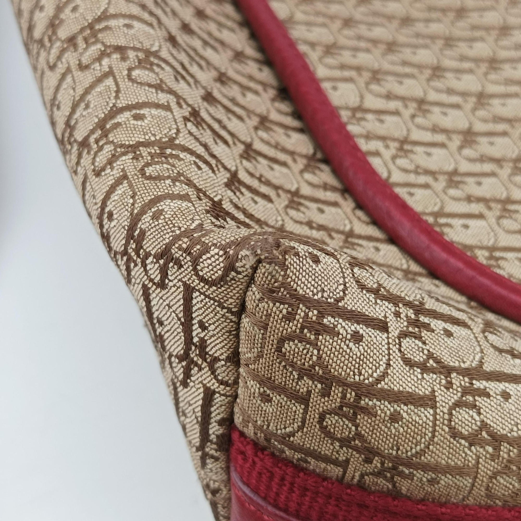 Pre-owned Christian Dior Street Chic Messenger Red × Brown Jacquard Canvas×Leather  shoulderbag | stylenewstar