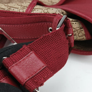 Pre-owned Christian Dior Street Chic Messenger Red × Brown Jacquard Canvas×Leather  shoulderbag | stylenewstar