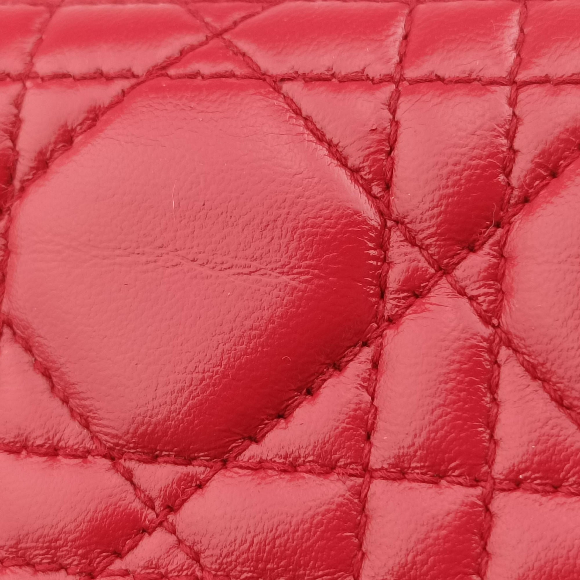 Pre-owned Christian Dior Lady Dior Red lambskin  shoulderbag | stylenewstar