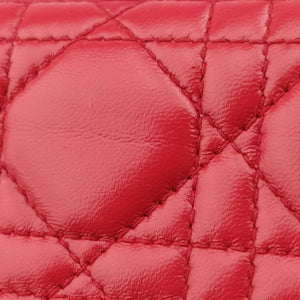 Pre-owned Christian Dior Lady Dior Red lambskin  shoulderbag | stylenewstar