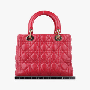 Pre-owned Christian Dior Lady Dior Red lambskin  shoulderbag | stylenewstar