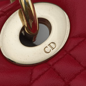 Pre-owned Christian Dior Lady Dior Red lambskin  shoulderbag | stylenewstar