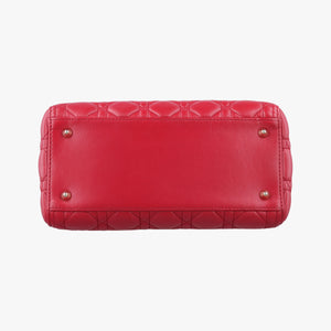 Pre-owned Christian Dior Lady Dior Red lambskin  shoulderbag | stylenewstar