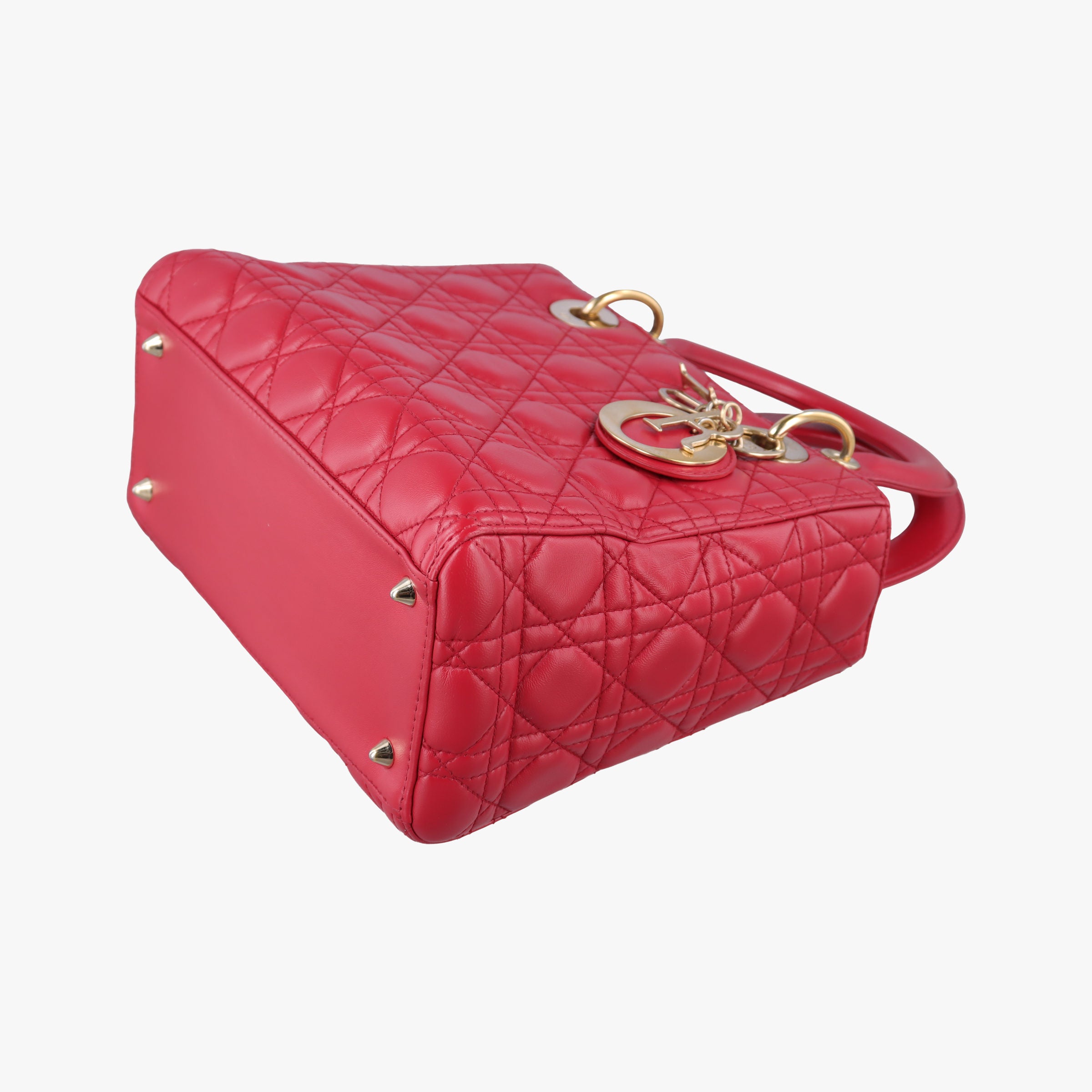 Pre-owned Christian Dior Lady Dior Red lambskin  shoulderbag | stylenewstar