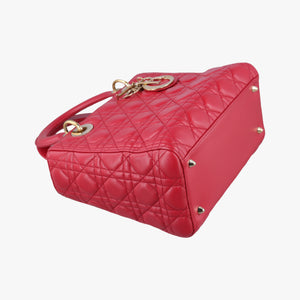 Pre-owned Christian Dior Lady Dior Red lambskin  shoulderbag | stylenewstar