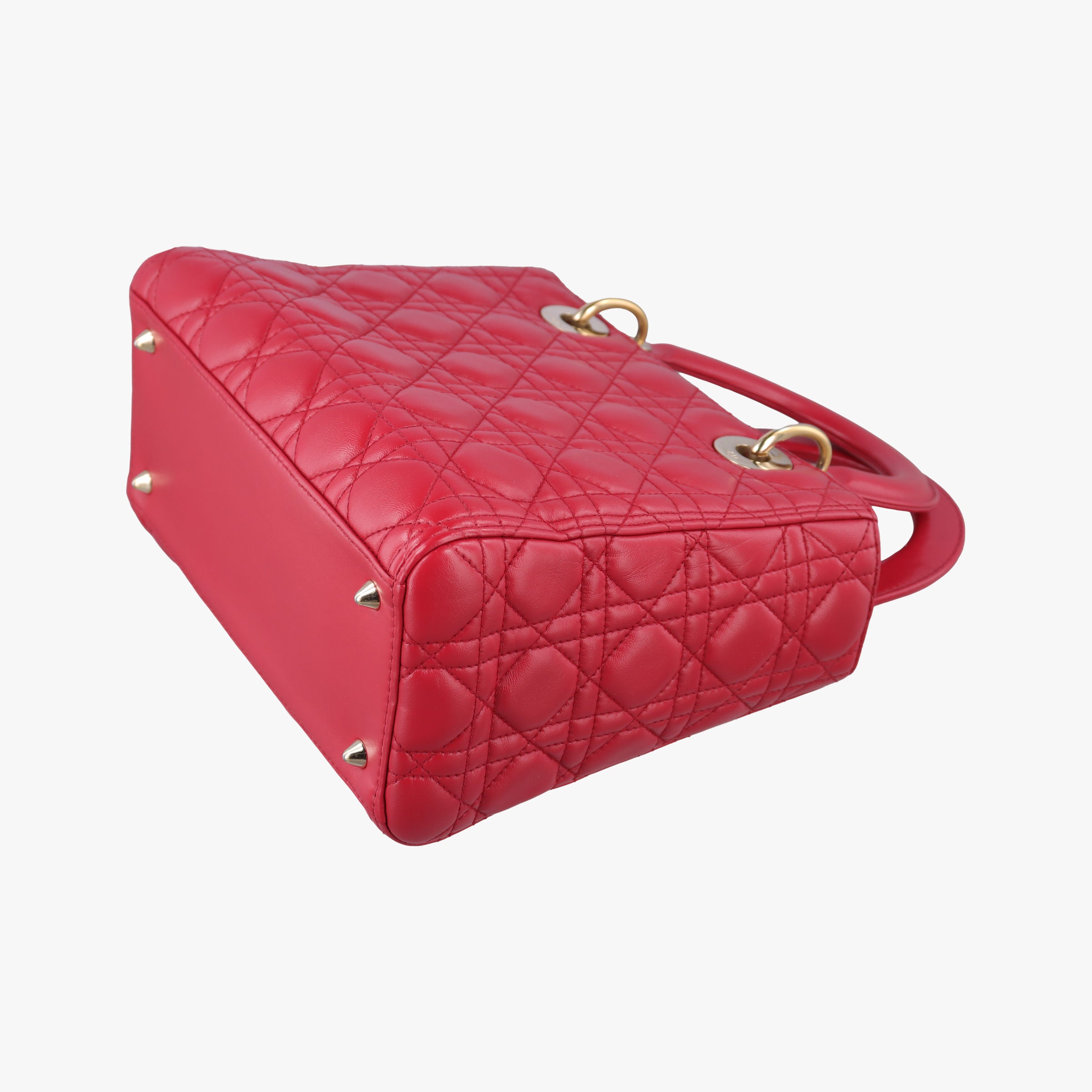 Pre-owned Christian Dior Lady Dior Red lambskin  shoulderbag | stylenewstar