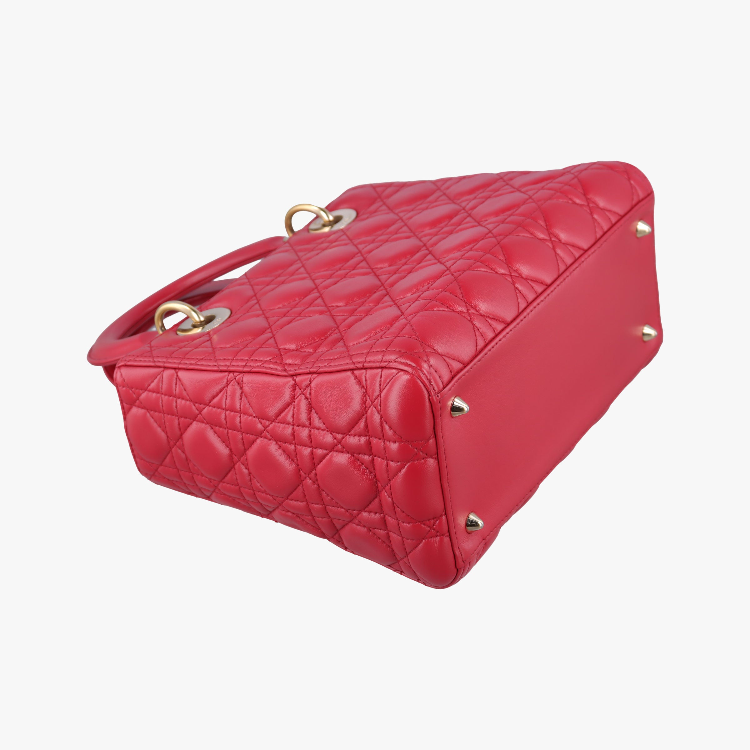 Pre-owned Christian Dior Lady Dior Red lambskin  shoulderbag | stylenewstar