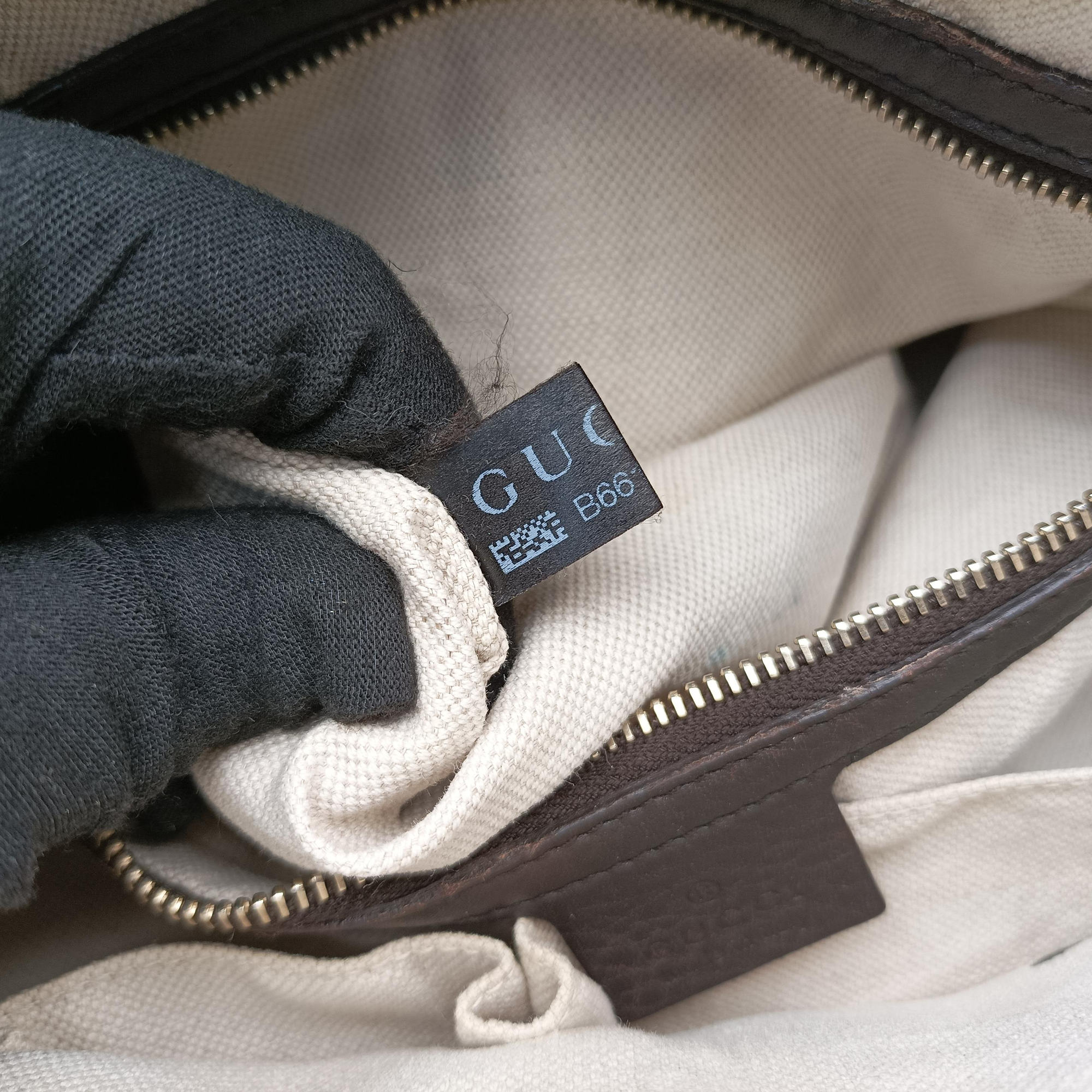 Pre-owned Gucci Horsebit Diamante Beige × Dark Brown Canvas×Leather 247286 handbag | stylenewstar