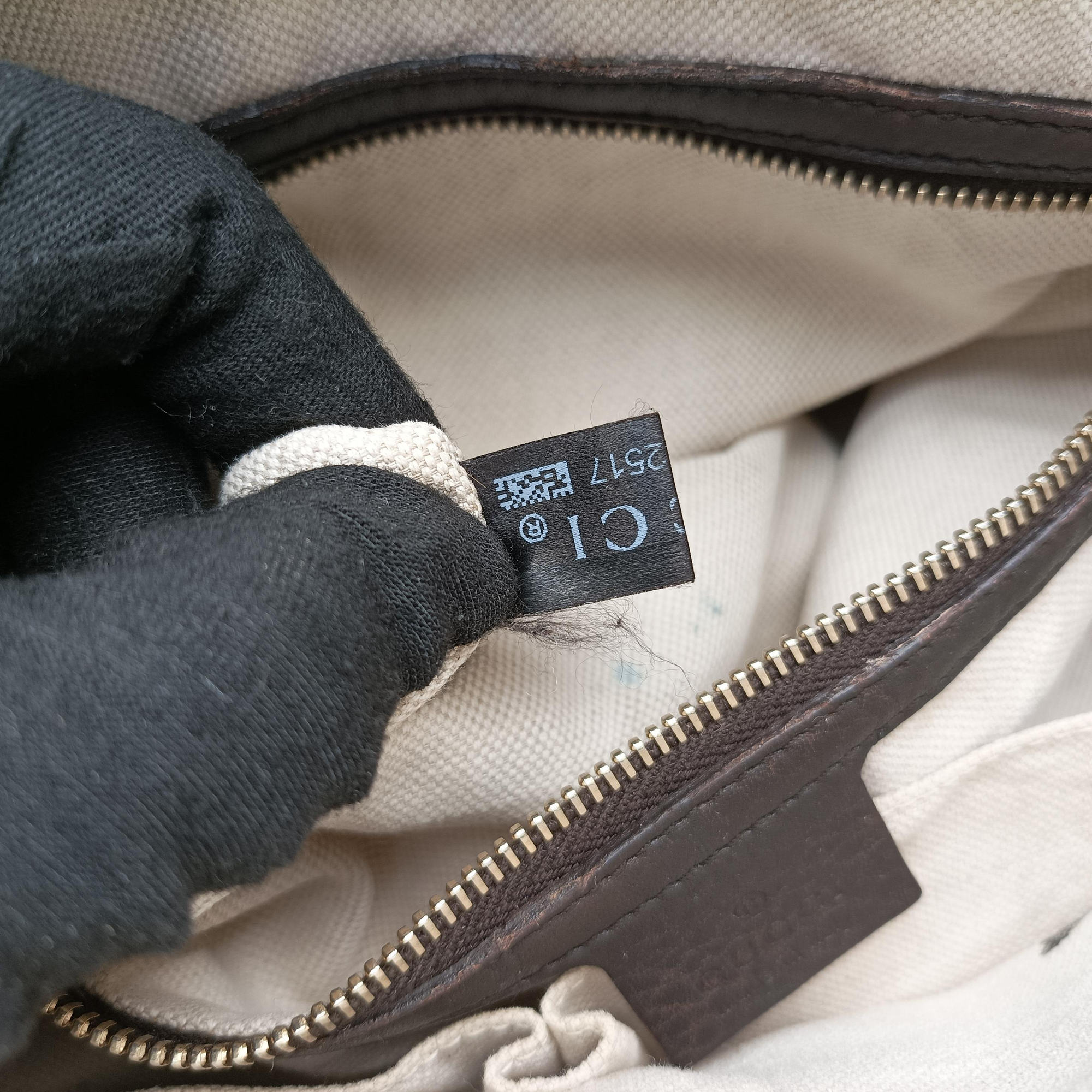 Pre-owned Gucci Horsebit Diamante Beige × Dark Brown Canvas×Leather 247286 handbag | stylenewstar