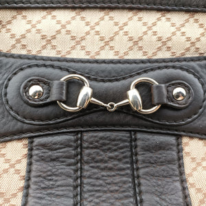 Pre-owned Gucci Horsebit Diamante Beige × Dark Brown Canvas×Leather 247286 handbag | stylenewstar