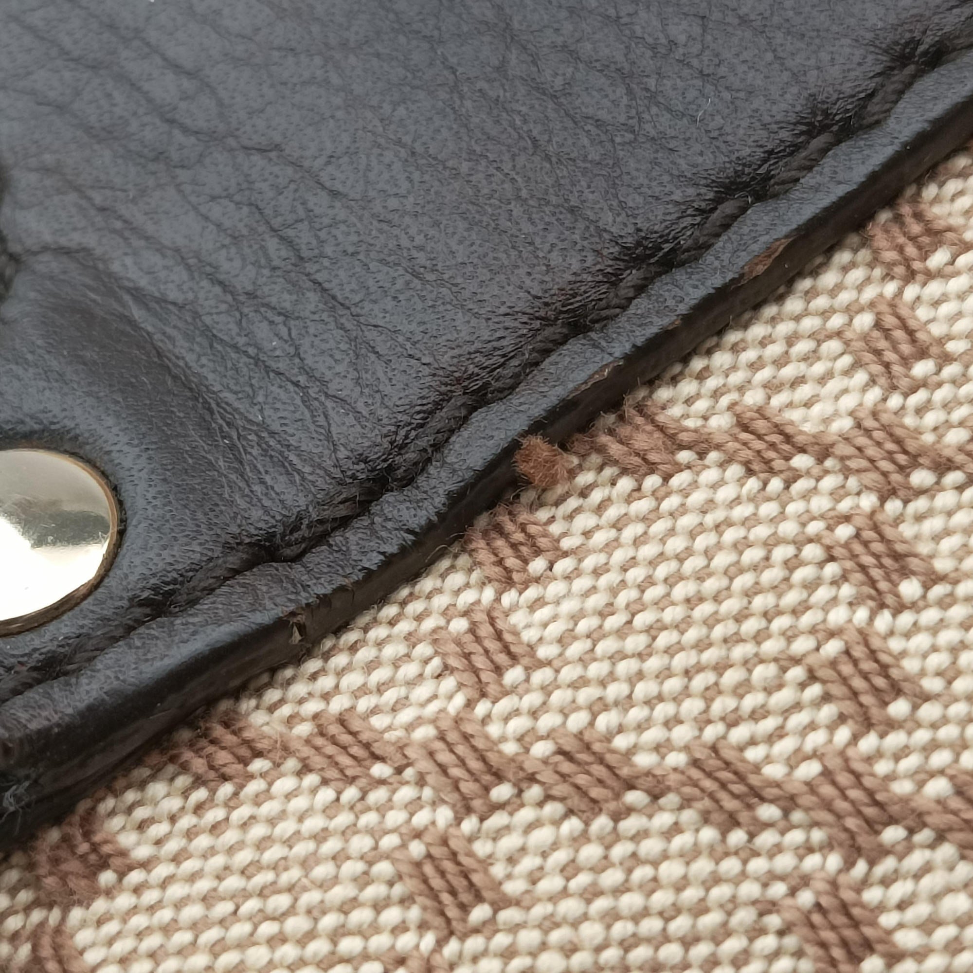 Pre-owned Gucci Horsebit Diamante Beige × Dark Brown Canvas×Leather 247286 handbag | stylenewstar