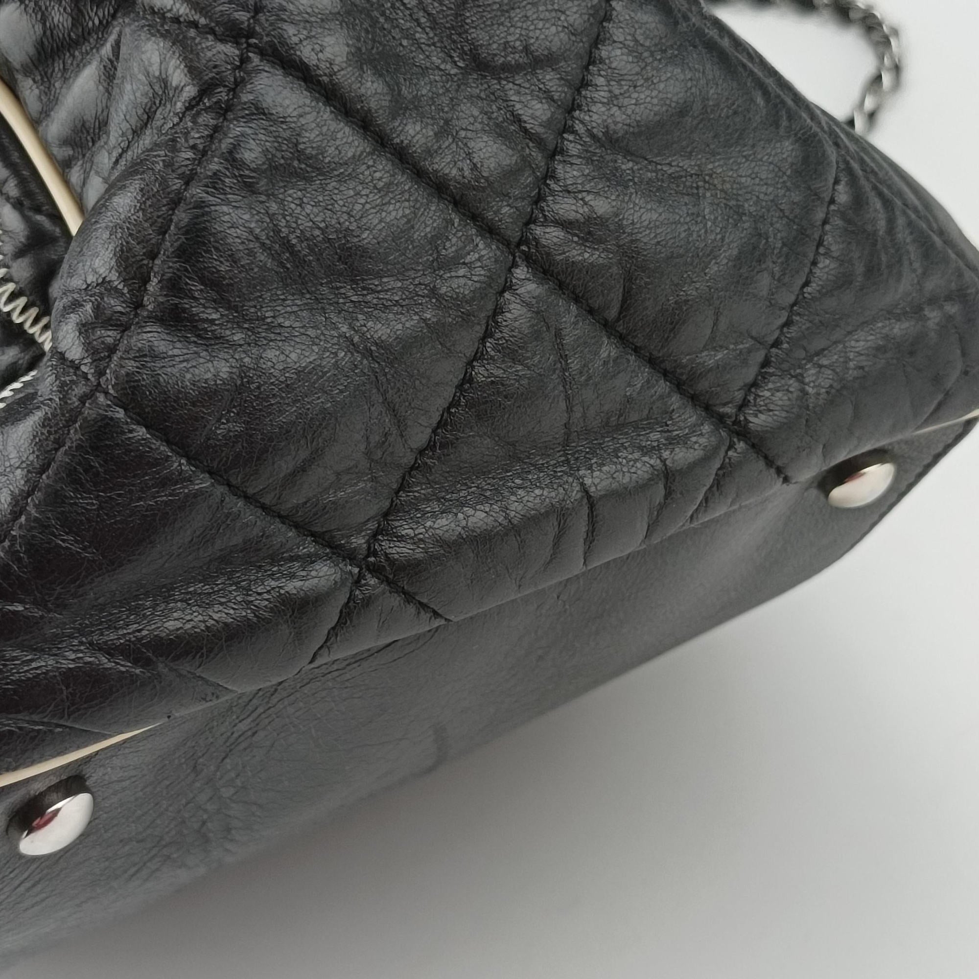 Pre-owned Chanel East West 2.55 Black Leather 37697 shoulderbag | stylenewstar