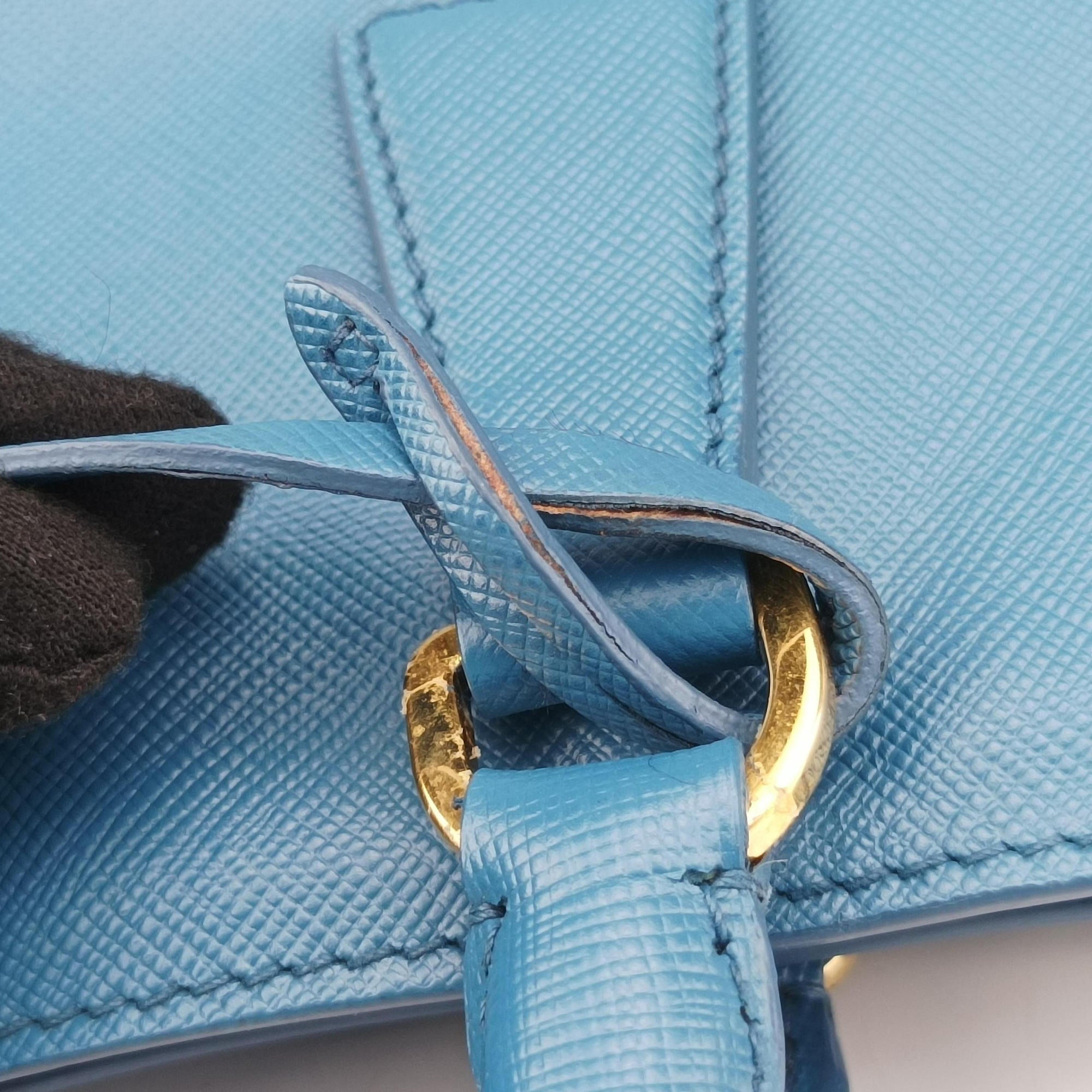 Pre-owned Prada Galleria Blue SAFFIANO Leather BN1786 handbag | stylenewstar