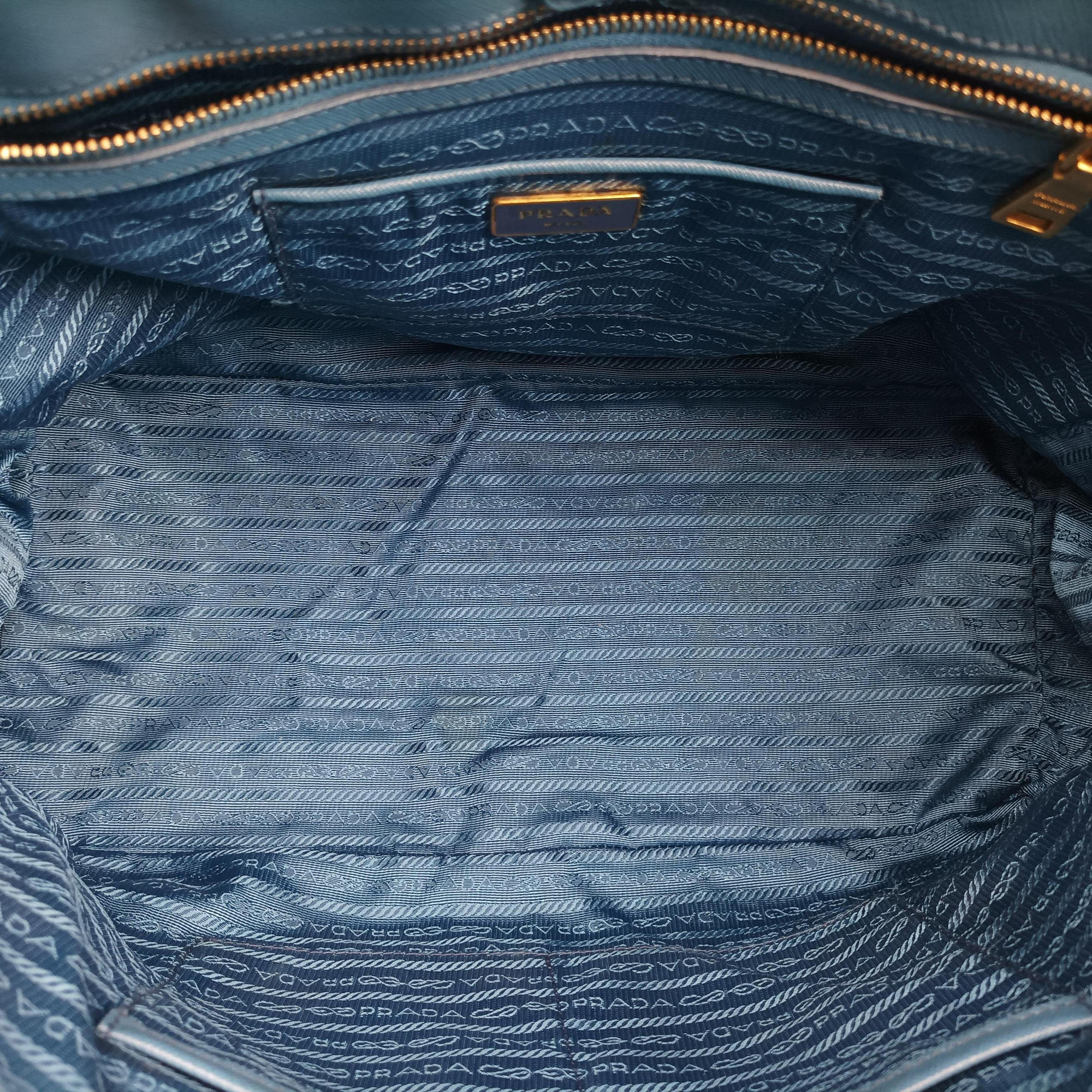Pre-owned Prada Galleria Blue SAFFIANO Leather BN1786 handbag | stylenewstar