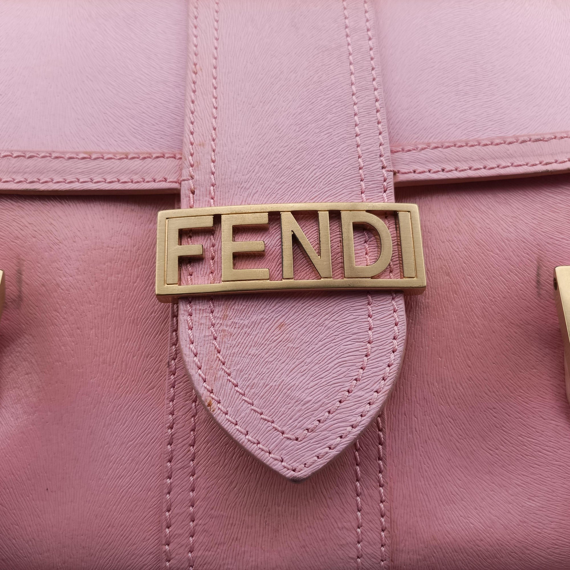 Pre-owned Fendi Logo flap bag Pink Leather 8BN116 handbag | stylenewstar