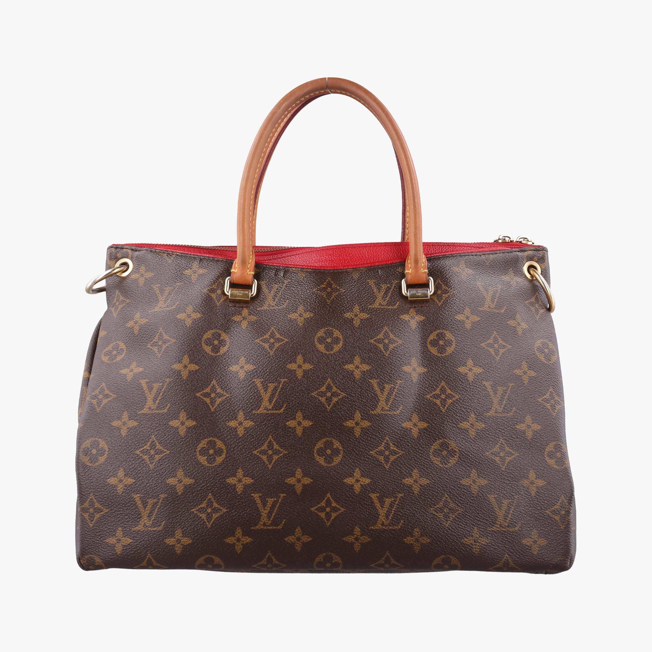 Pre-owned Louis Vuitton PALLAS brown×CERISE Monogram Canvas×calf leather M41175 handbag | stylenewstar
