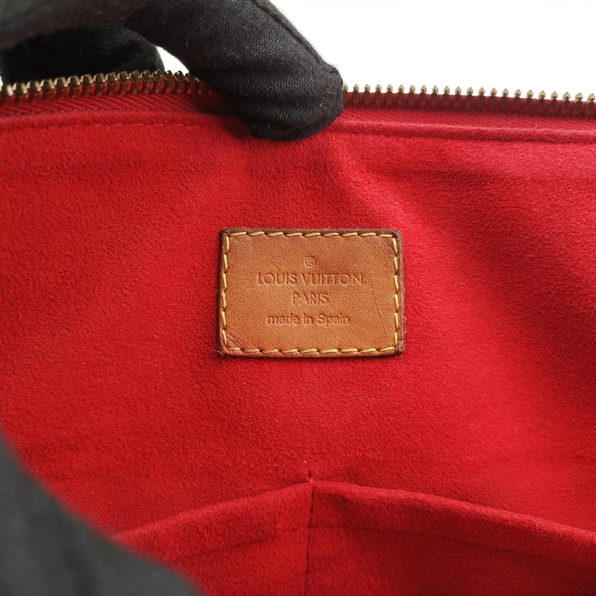 Pre-owned Louis Vuitton PALLAS brown×CERISE Monogram Canvas×calf leather M41175 handbag | stylenewstar