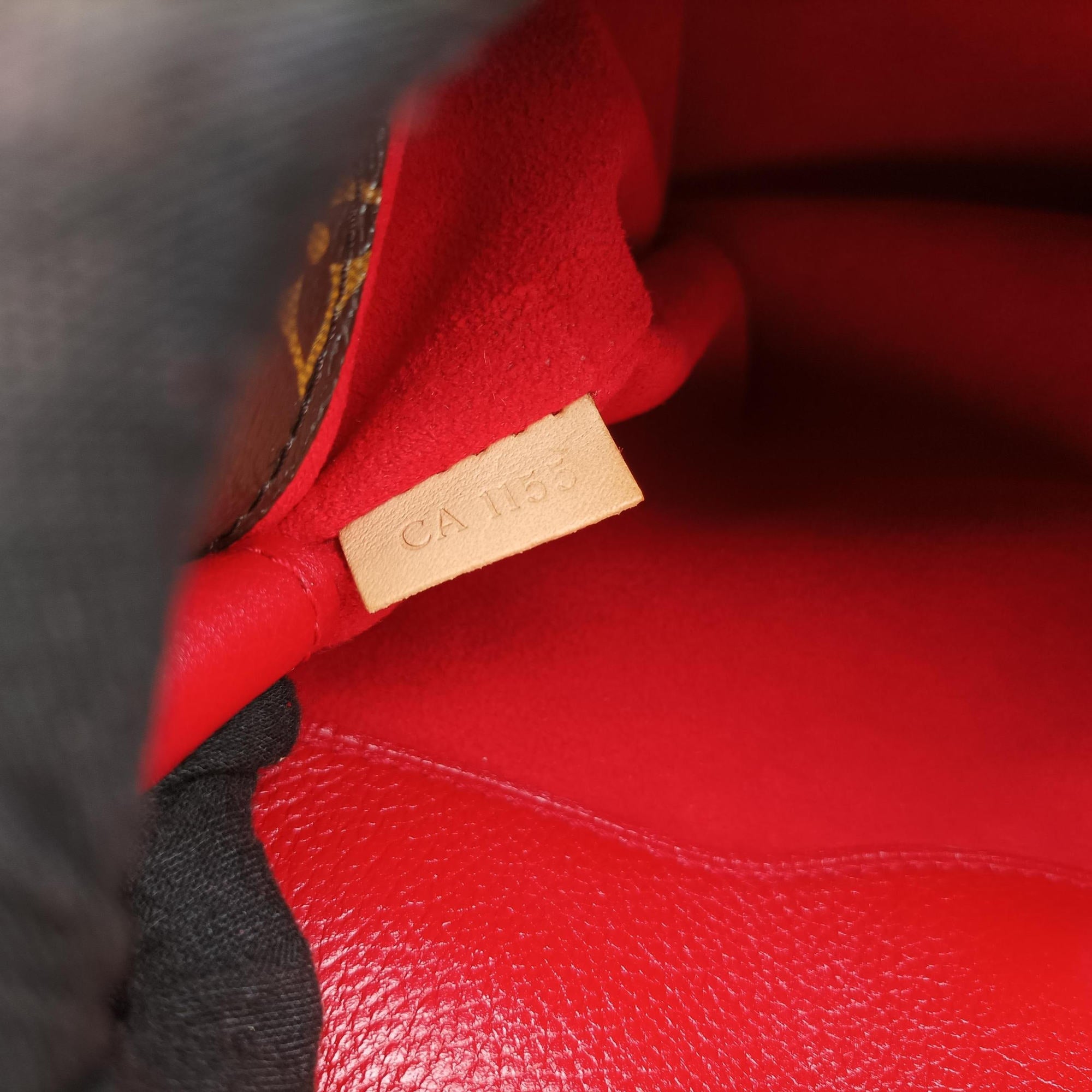 Pre-owned Louis Vuitton PALLAS brown×CERISE Monogram Canvas×calf leather M41175 handbag | stylenewstar