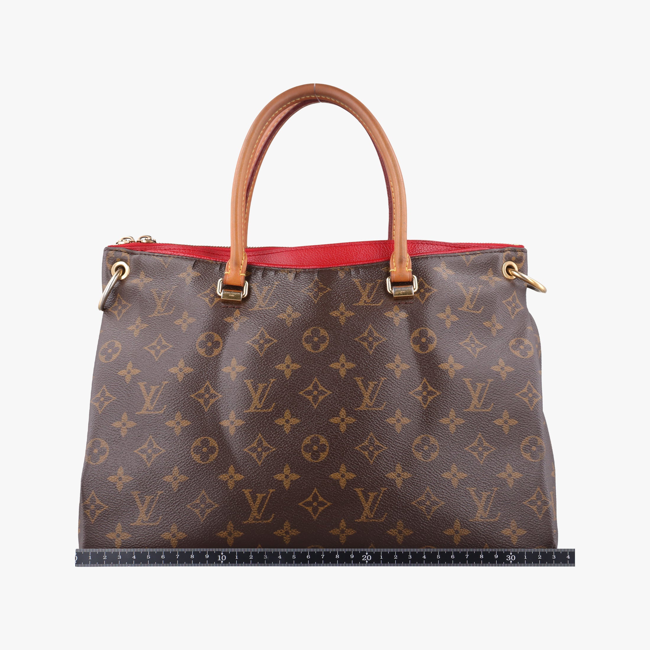 Pre-owned Louis Vuitton PALLAS brown×CERISE Monogram Canvas×calf leather M41175 handbag | stylenewstar
