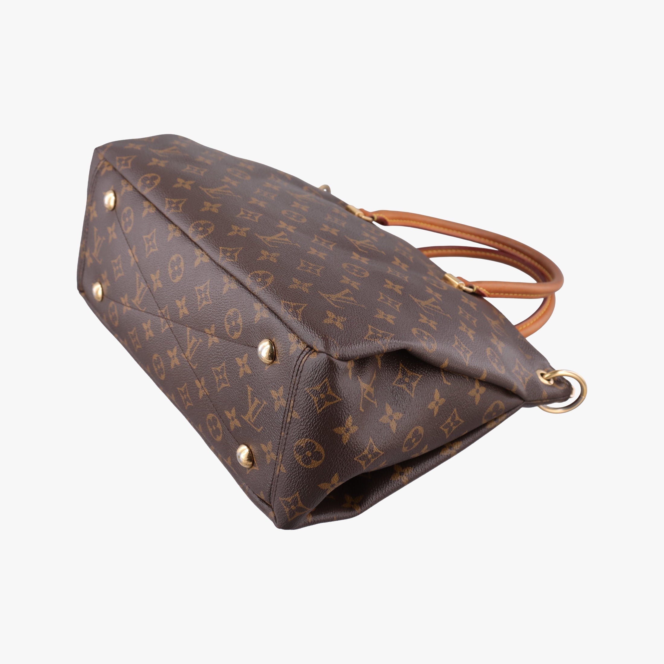 Pre-owned Louis Vuitton PALLAS brown×CERISE Monogram Canvas×calf leather M41175 handbag | stylenewstar