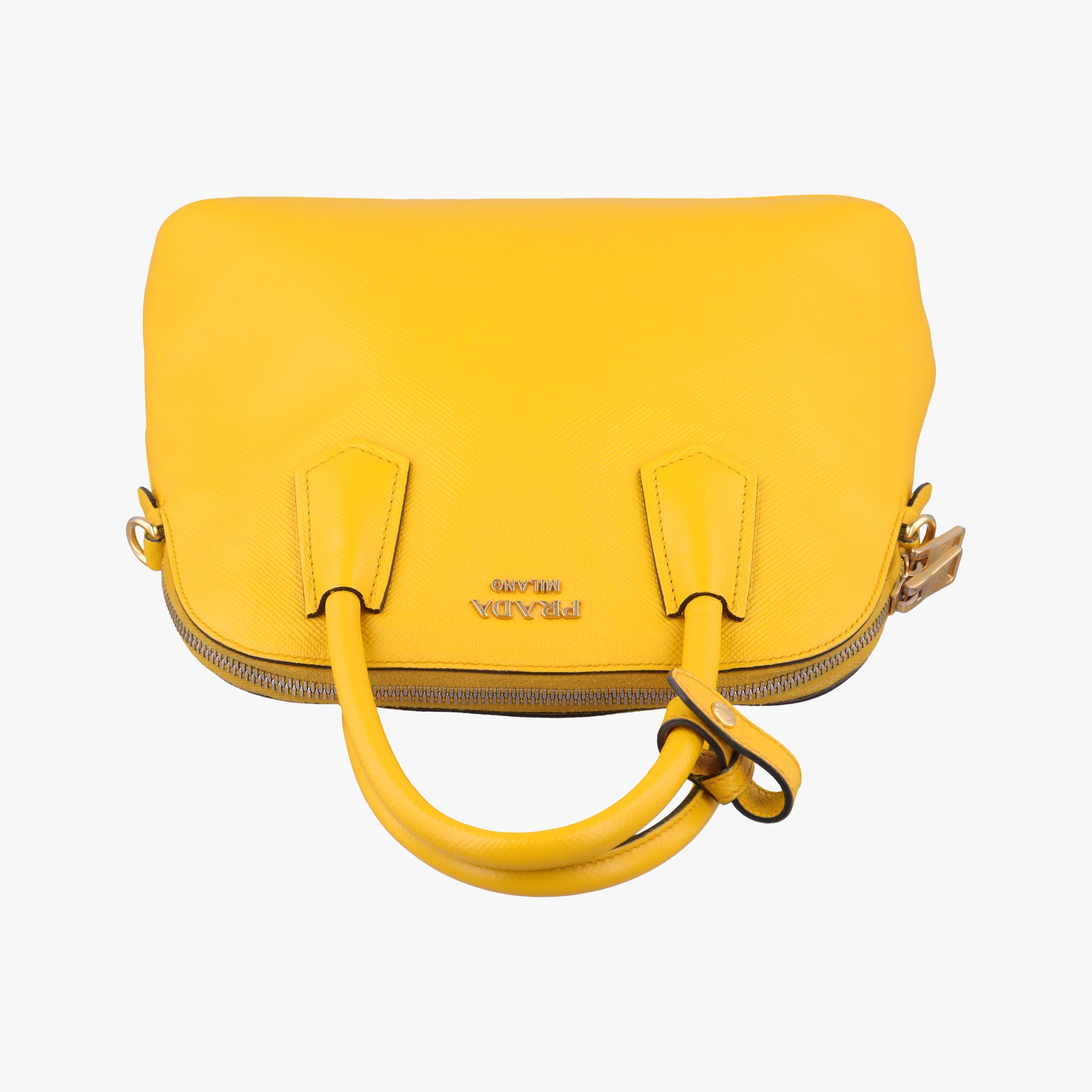 Secondhand Prada Cuir Top Handle Yellow SAFFIANO Leather BL0902 handbag | stylenewstar