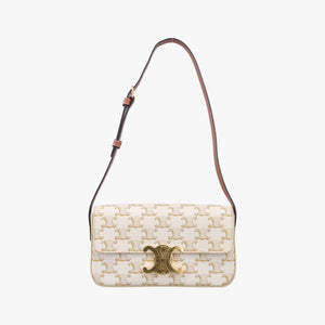 Pre-owned Celine Teen Triomphe White PVC coated canvas  shoulderbag | stylenewstar