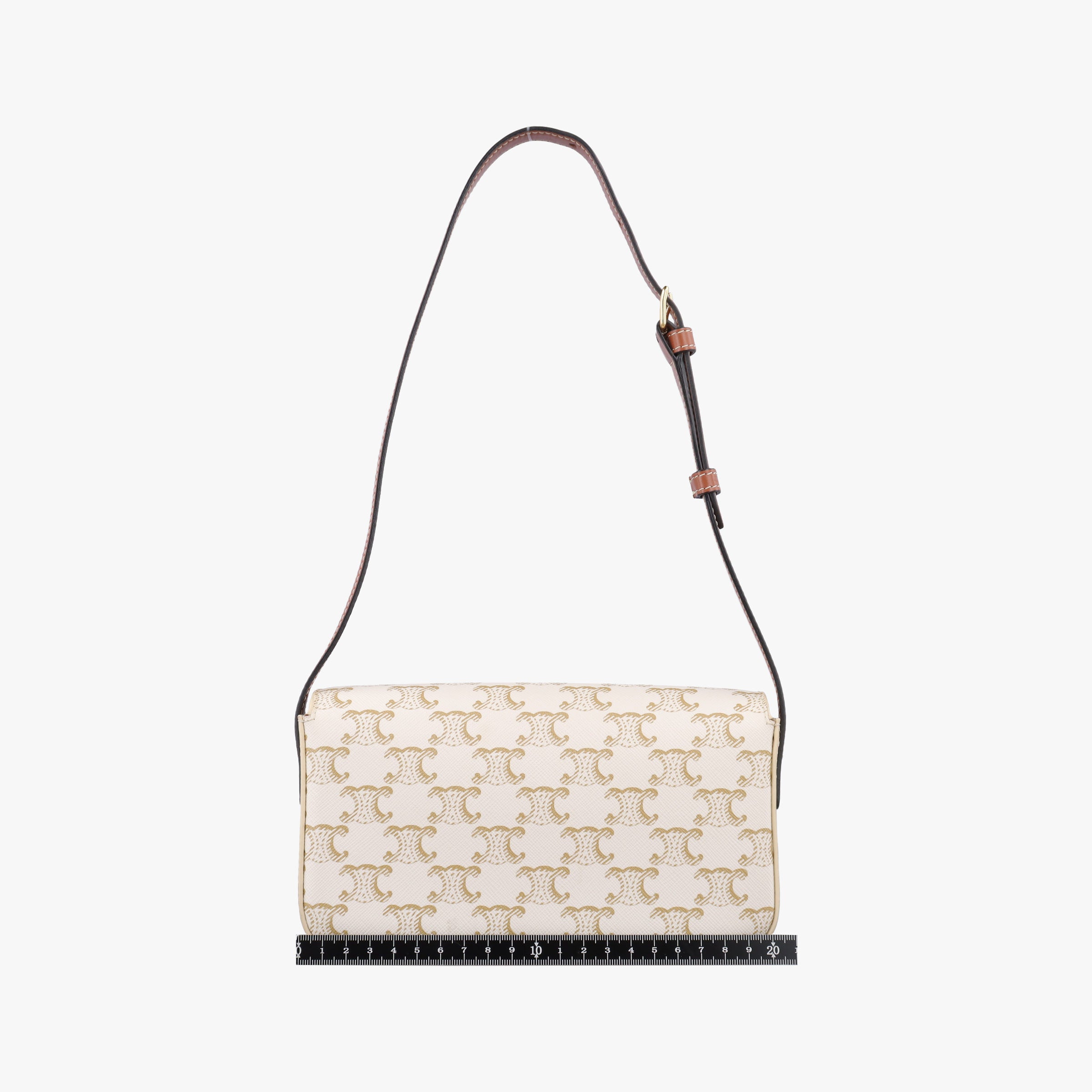 Pre-owned Celine Teen Triomphe White PVC coated canvas  shoulderbag | stylenewstar