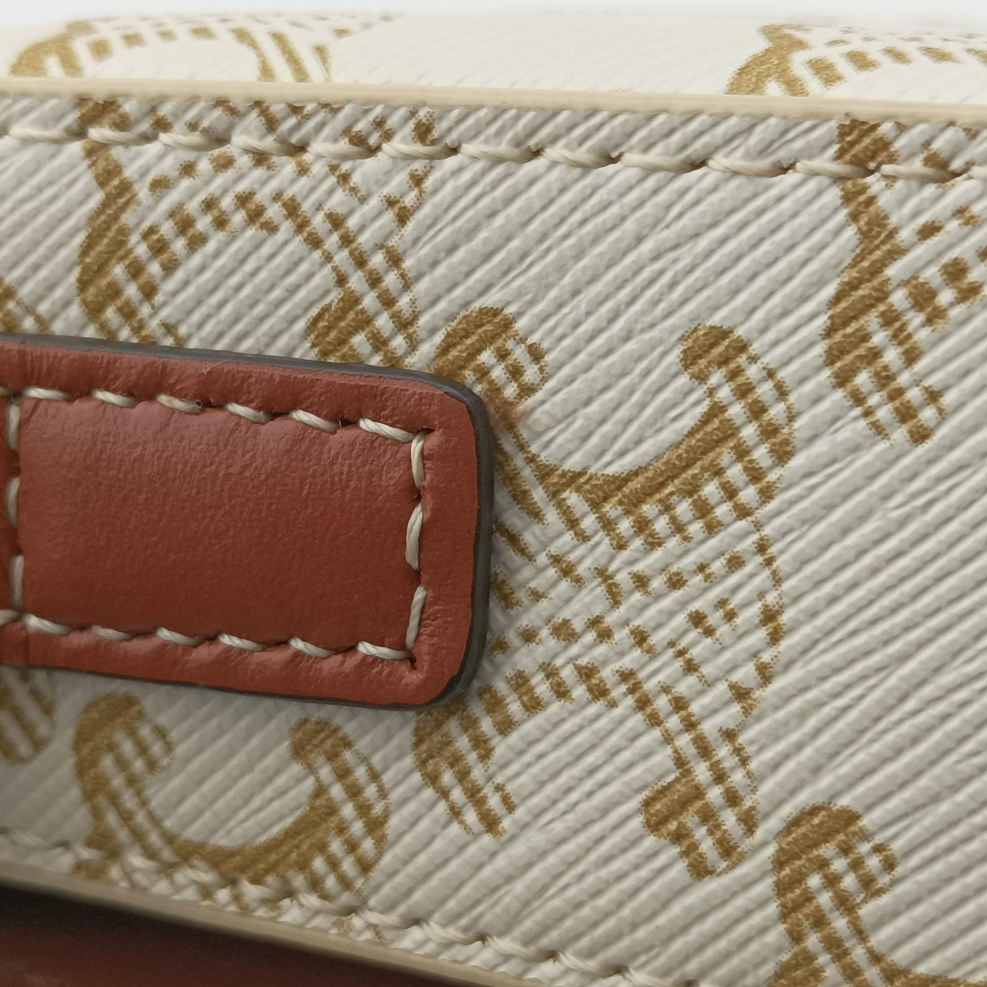 Pre-owned Celine Teen Triomphe White PVC coated canvas  shoulderbag | stylenewstar