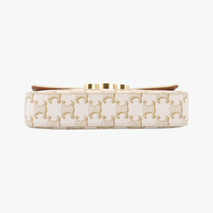 Pre-owned Celine Teen Triomphe White PVC coated canvas  shoulderbag | stylenewstar