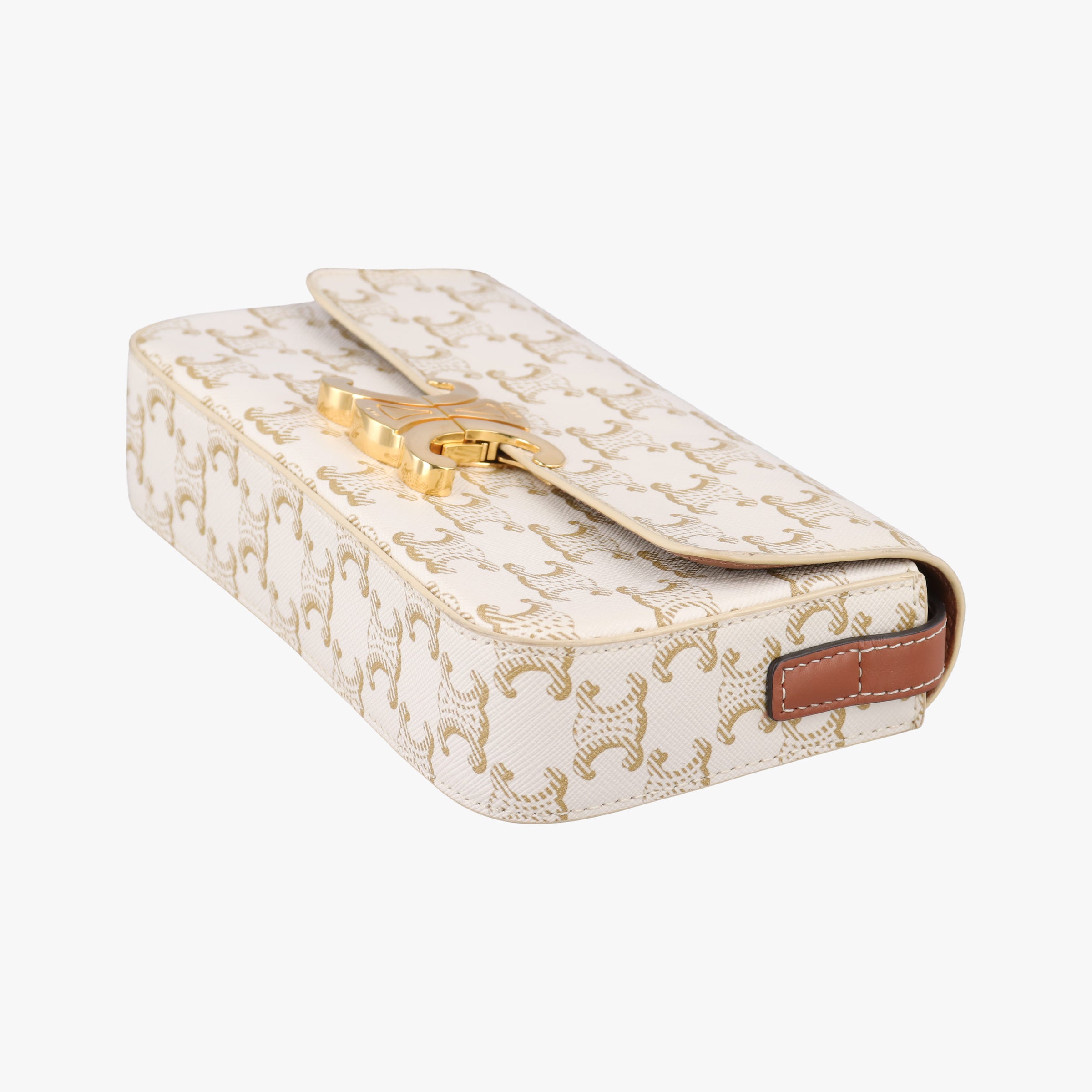 Pre-owned Celine Teen Triomphe White PVC coated canvas  shoulderbag | stylenewstar