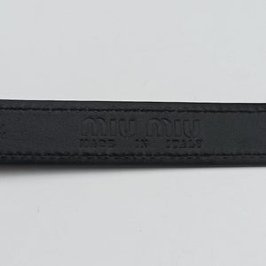 Pre-owned Miu Miu Logo belt Black leather  bum bag/waist bag | stylenewstar