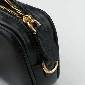 Pre-owned Miu Miu Logo belt Black leather  bum bag/waist bag | stylenewstar