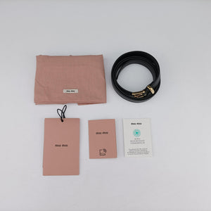 Pre-owned Miu Miu Logo belt Black leather  bum bag/waist bag | stylenewstar