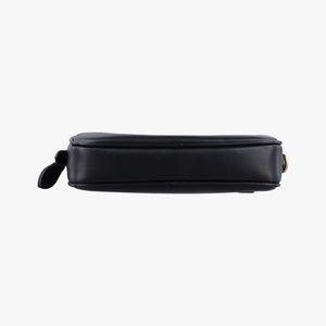 Pre-owned Miu Miu Logo belt Black leather  bum bag/waist bag | stylenewstar