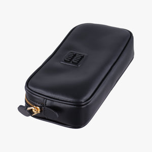 Pre-owned Miu Miu Logo belt Black leather  bum bag/waist bag | stylenewstar