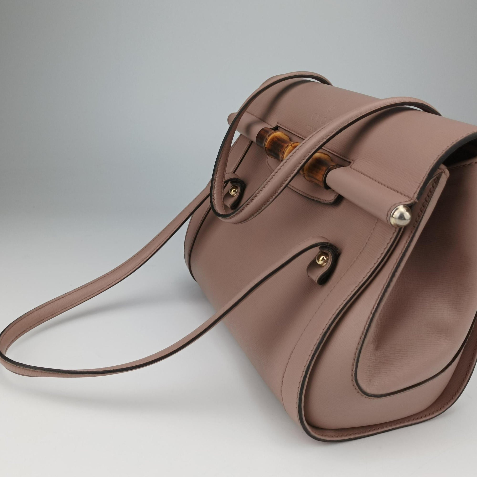 Pre-owned Gucci Bamboo Bullet Pink Leather 338989 shoulderbag | stylenewstar