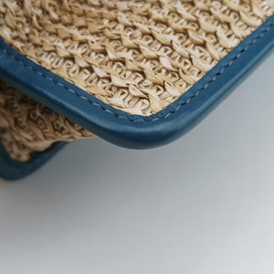 Pre-owned Fendi KAN I F Blue straw×fabric 8BT286 shoulderbag | stylenewstar