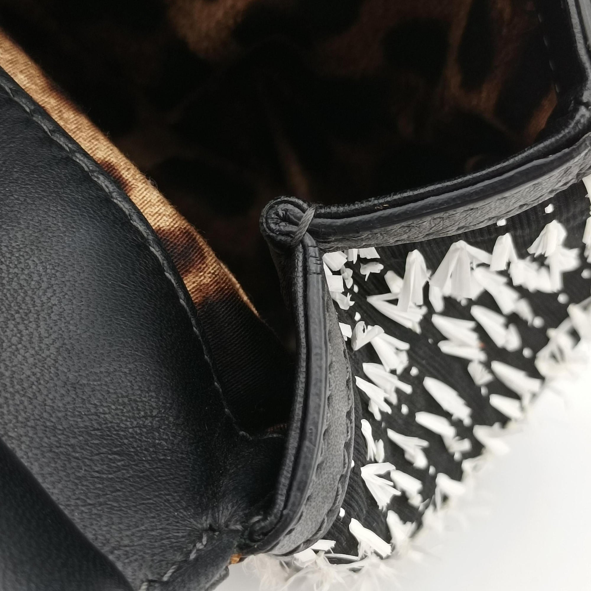 Vintage Dolce & Gabbana SICILY Black×white Canvas × Leather  shoulderbag | stylenewstar