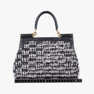 Vintage Dolce & Gabbana SICILY Black×white Canvas × Leather  shoulderbag | stylenewstar